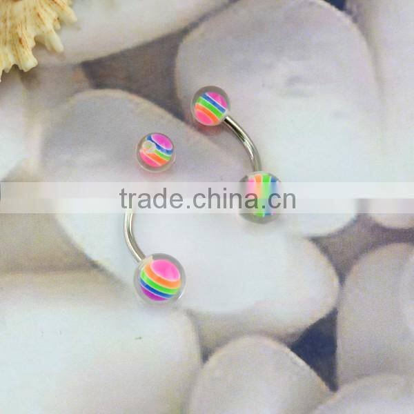 Multi-colour ball banana piercing wholesaler surgical steel 100 nickel free navel ring