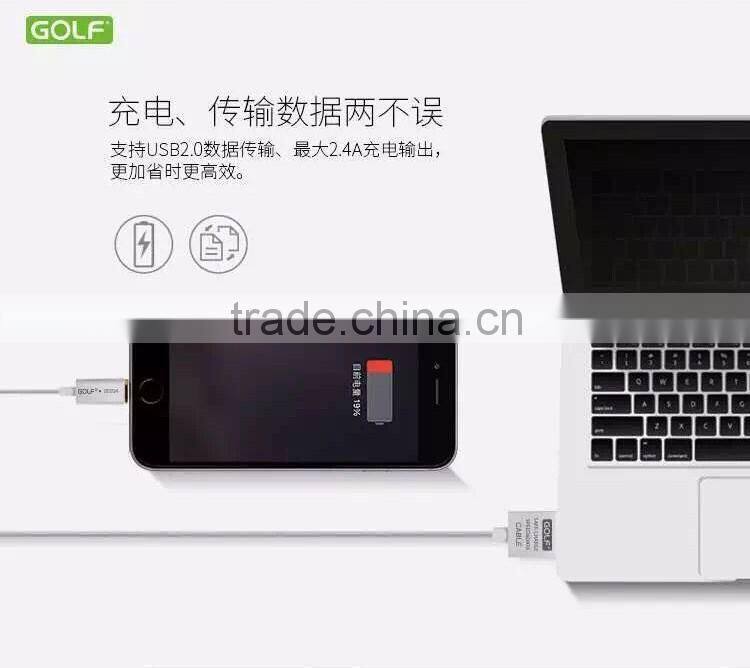 GOLF 1.2M Metal Maghetic USB2.0 Data and Charge cable for iphone 5/5s/se LED Light 2.4A Weave Cable for iphone 5/5s/se