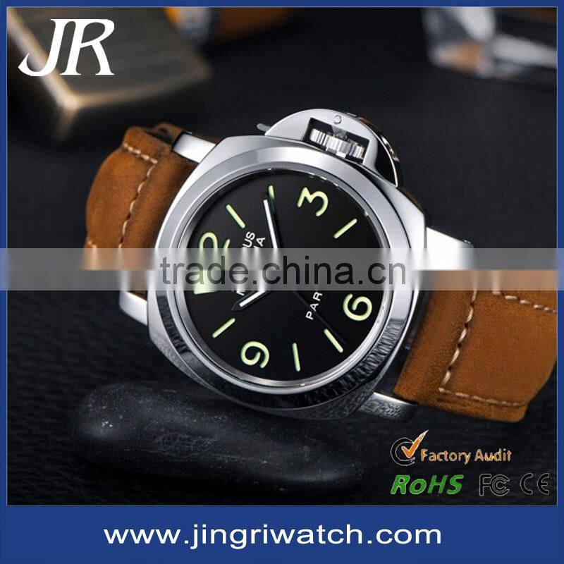 2015 popular own logo elegant watch genuine leather strap brand watches men watch
