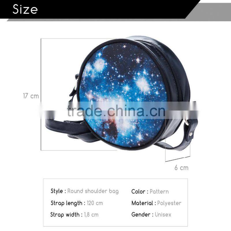 New Design 3D Print Round Small Long Strip Shoulder Bag for Girls