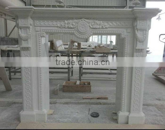 Flower-carved Carved Stone Decor Flame Electric Fireplace