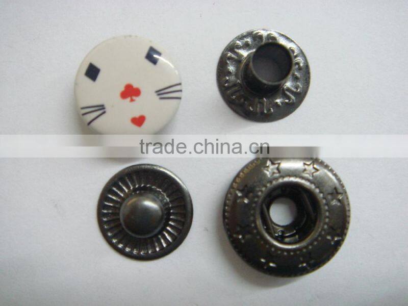 11.5mm fancy cat logo metal silk-screen kids snap button