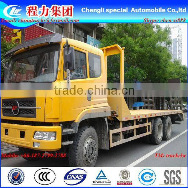 Excavator low flat transport truck vehicle, 3 axles 6x4 low bed flat truck,low bed truck