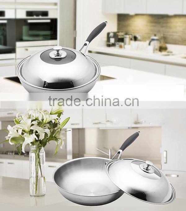 Kitchen ware Eco-Friendly Stainless Steel Saute Wok Non stick Frying Pan
