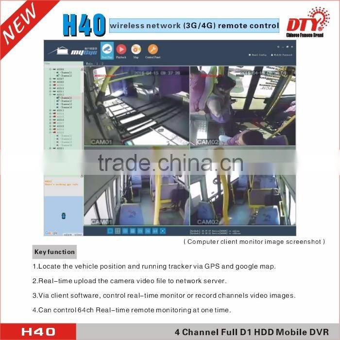 DTY 4ch full D1 hdd gps 3g 4g mobile dvr car dvr Vehicle Surveillance DVR | H40