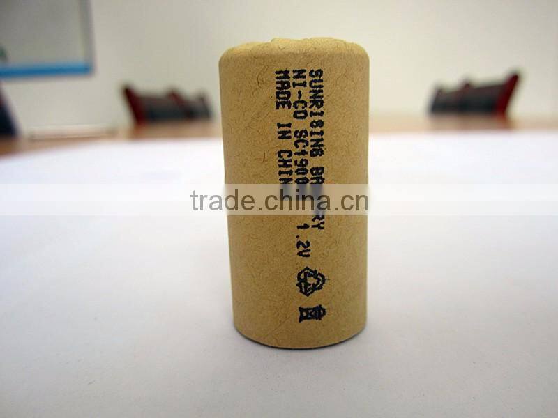 NiCd Rechargeable battery 1.2v sc1900 ni cd battery pack for power tools