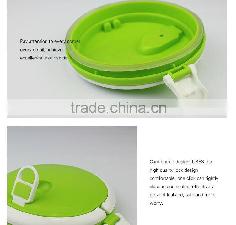 multilayer light surface round shape design insulation PP inner stainless steel tiffin box /bento box with air hole p handle