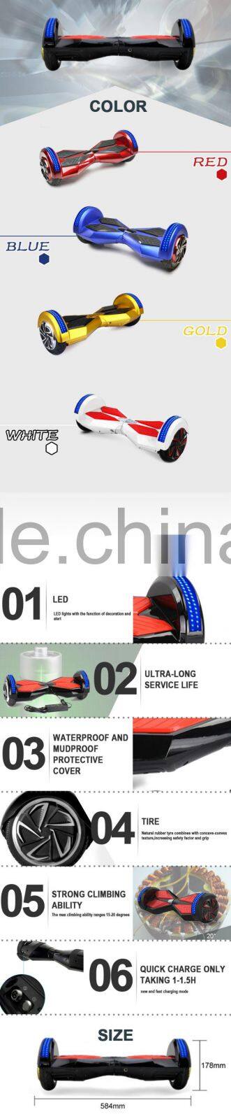 2016 New 700w smart 2 wheel hoverboard 8 inch with LED lights