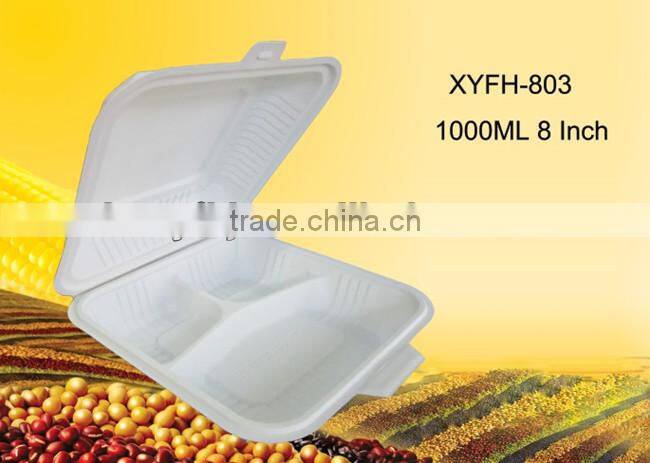 biodegradable disposable 8inch disposable 3-compartment food container:XYFH-803