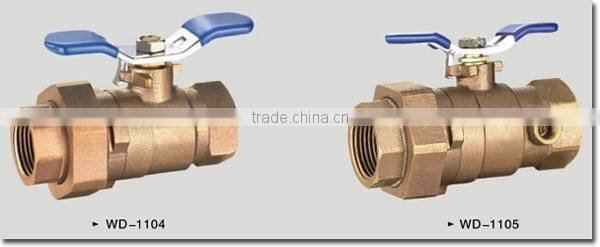 WD-1105 Bronze Ball Valve Single Union Ends With Drain