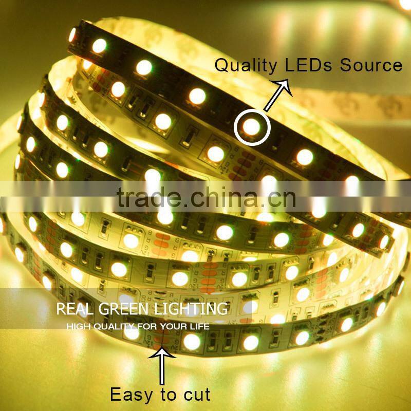 warm white 2 years warranty high quality Wholesale 50m/roll green 5050 led strip light with connector