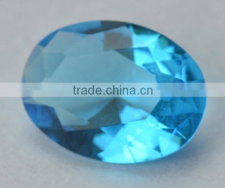 China manufacturer machine cut oval aquamarine glass gems for jewelry making