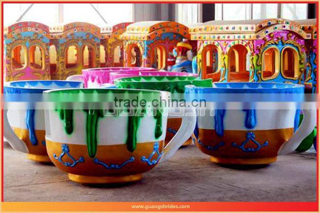 Portable amusement rides for local Fair colorful tea cup rides on wheel