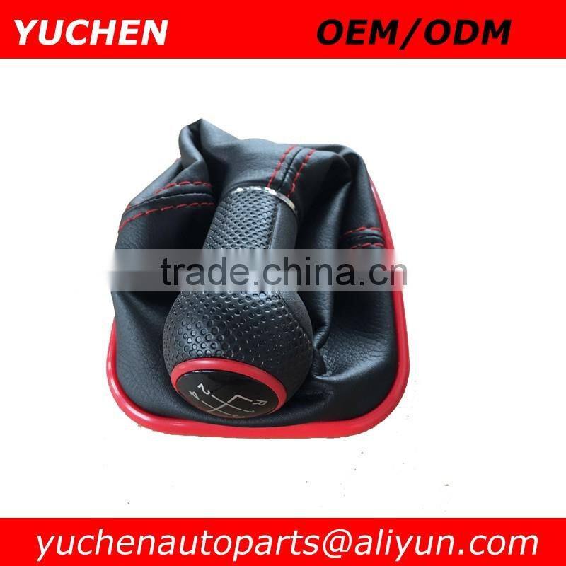 YUCHEN Car Shift Gear Knob Red Caps 5 Speed With Red Stitches For VW BORA GTI MK4 GOlf 4 1999-2005/ Seat Leon