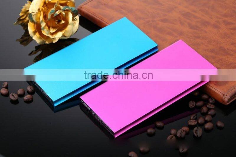 high quality dual usb metal slim power bank 10000mah cell phone charger