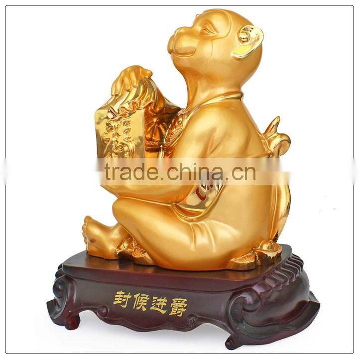 Resin24K Golden color monkey statue ,chinese zodiac statue