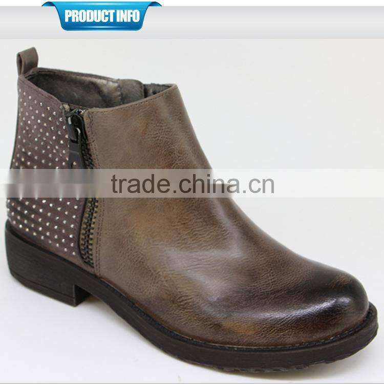 top selling fashion rubber sole tan leather ankle boots