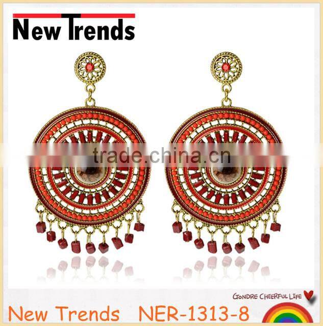 Fashionable handmade plastic beaded fringe stud earrings jewelry