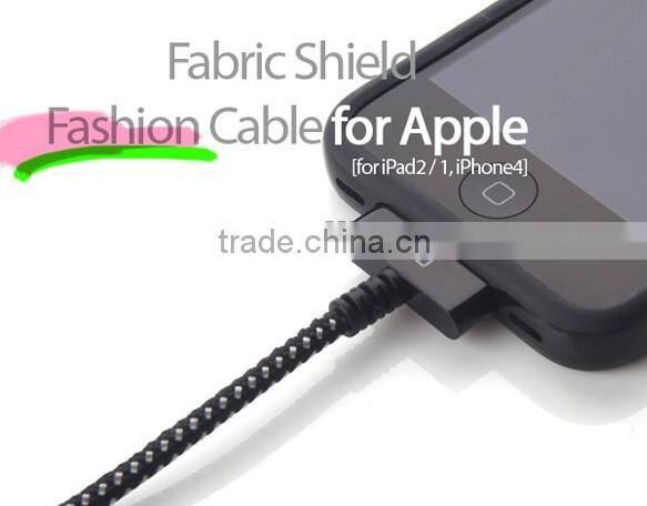 New Custom 30Pin Fabric USB Cable Data Sync Charge Cable Cord for apple iPhone