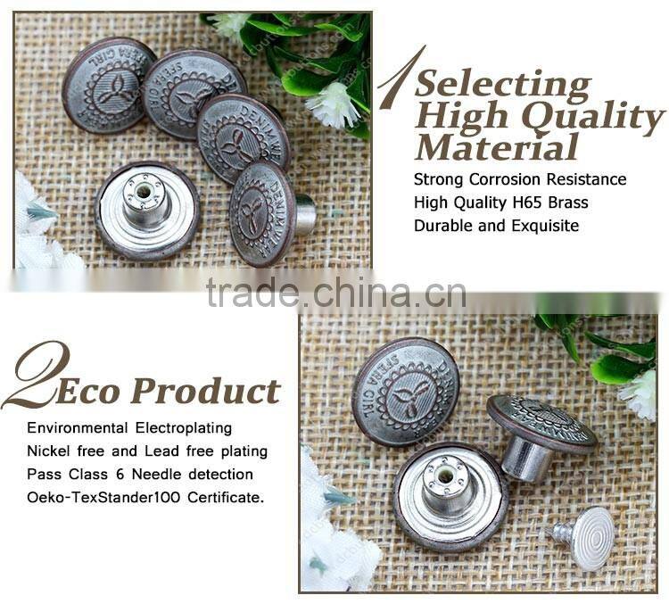 Customizable Metallic Color Button Metal Jeans Button for Button Jeans
