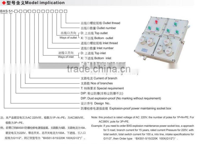 IP65 Explosion proof power maintaining socket box