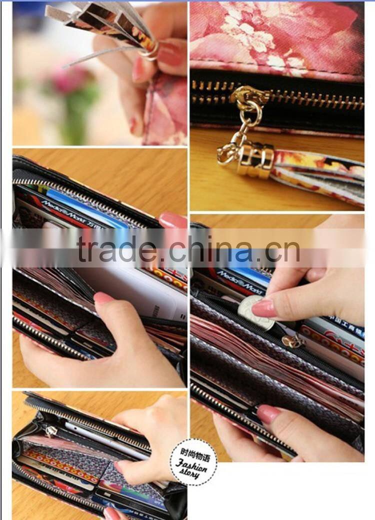 DIY flower print bag wallet with little string