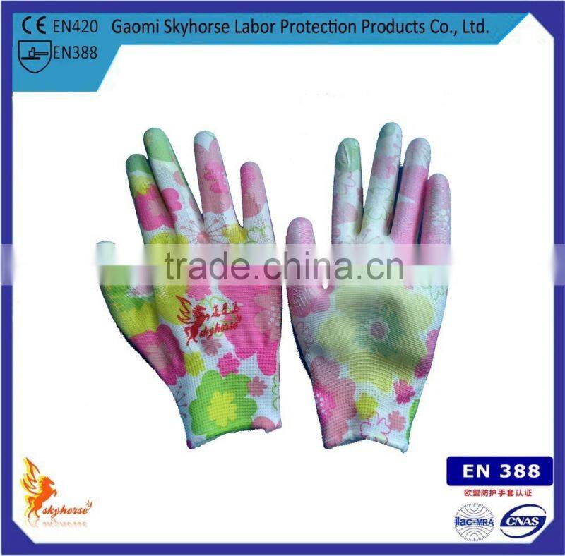 Household Cleaning Colourful PU Coated Gloves