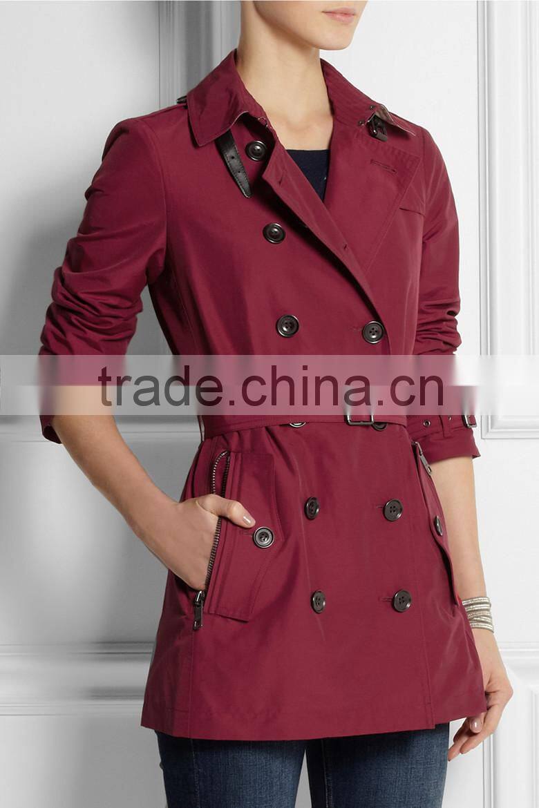 2015 autumn/winter woman long sleeve stylish trench coat women SYA15058