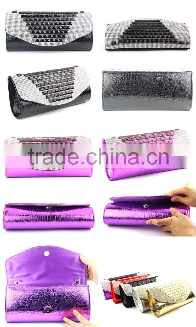 Indian purse women gold crystal pu hand bag