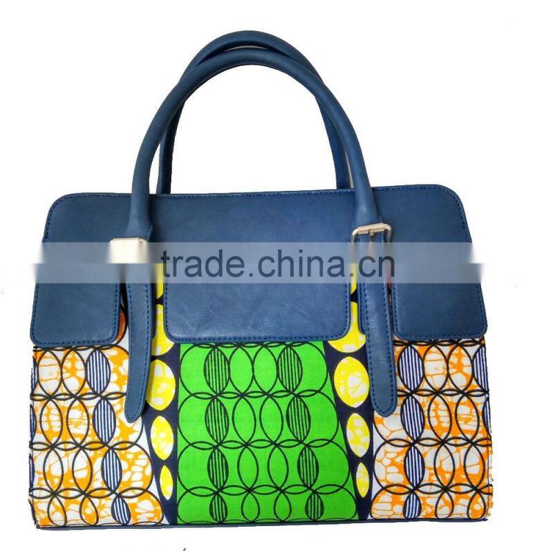 Wholesale African ankara wax print fabric women handbags African model all kinds of handbags leather purse