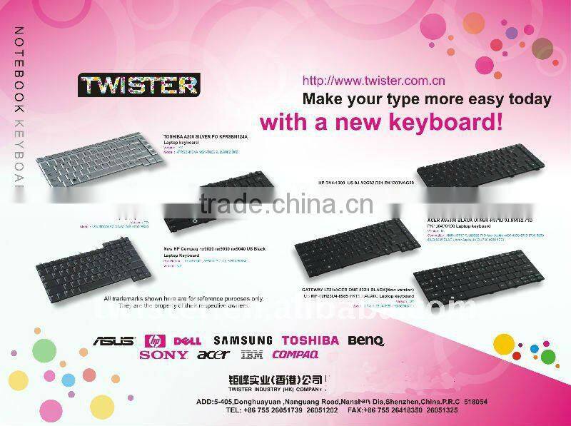 US layout for TO Satellite L850 with frame white laptop keyboard