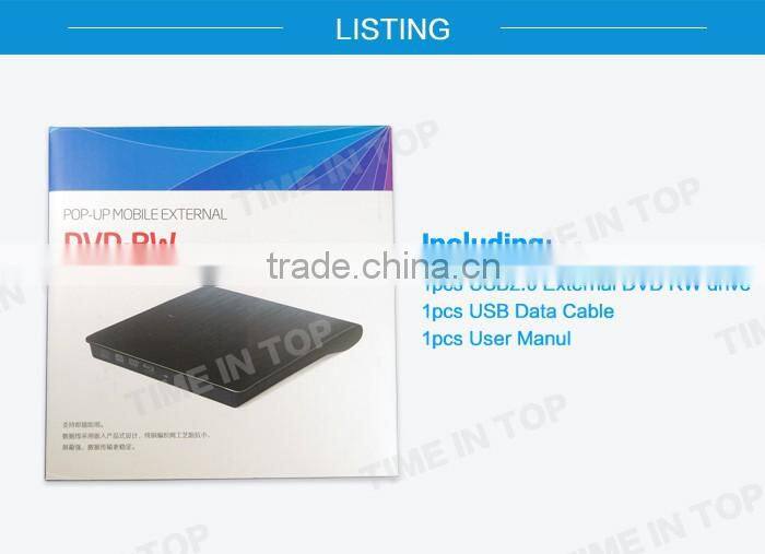 Portable Plastic External USB3.0 DVD RW Drive(Black case)