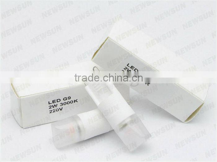 New design COB G9 led light 2W 220V G9 led bulb 2700K high brightness Epistar COB G9