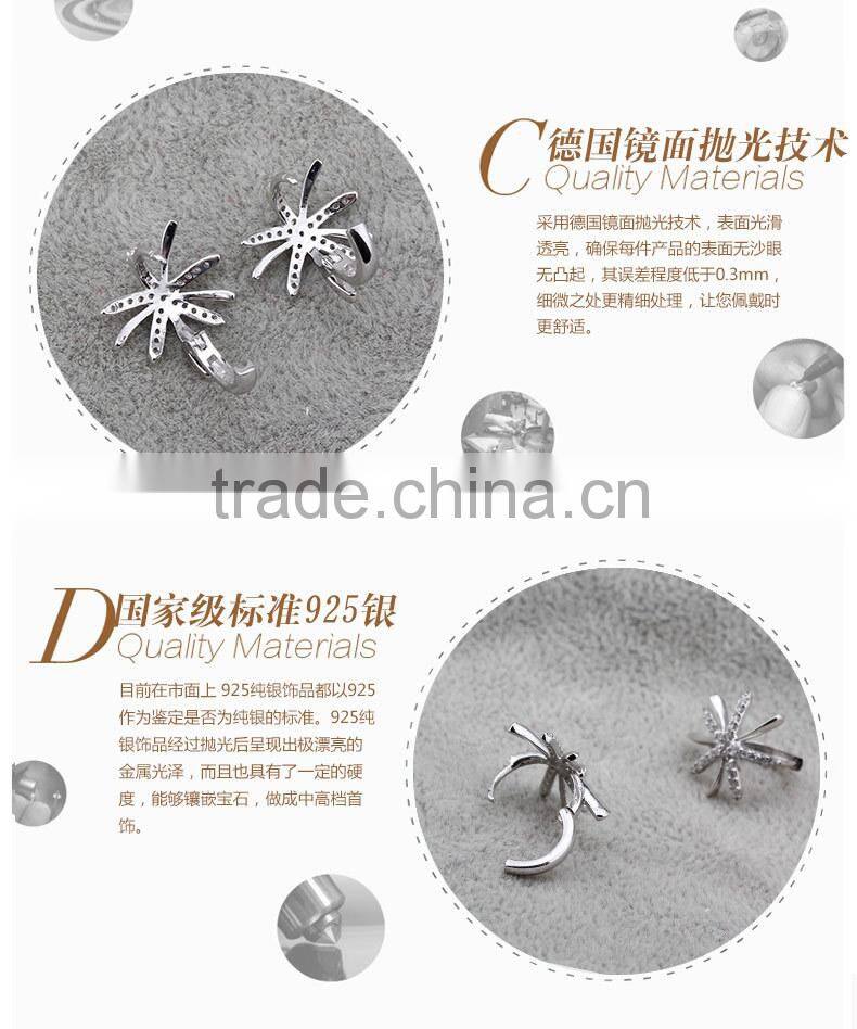 OUXI flower diamond sterling silver earring Y20191