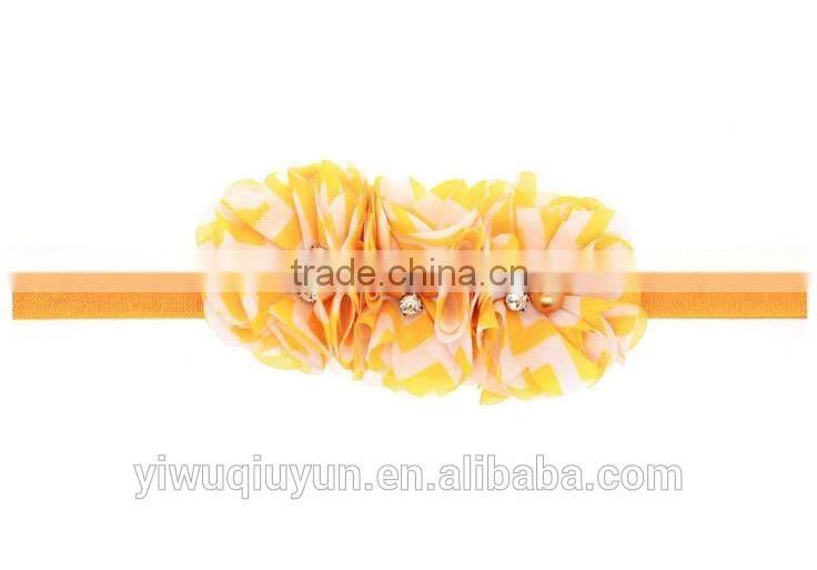 Chevron Shabby Chic flower headband Pear Rhinestone Lace flower hairband Little Girls Hair bands