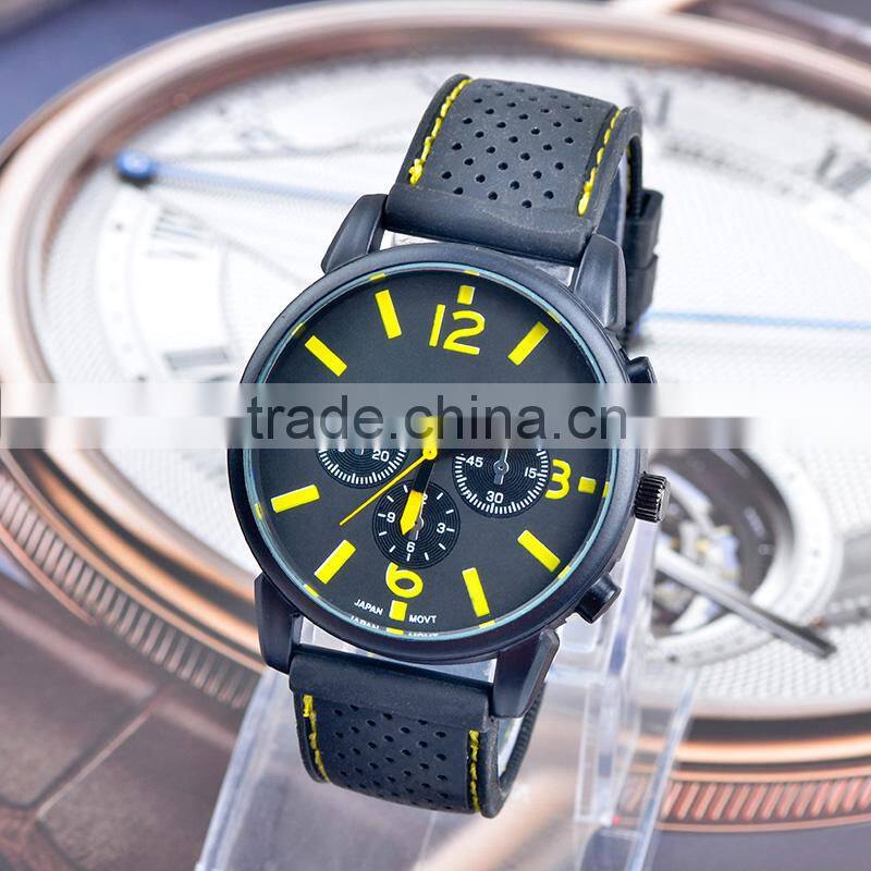 Black Dial Silicone Quartz Analog Water Resistant Shenzhen Sports Watches Men