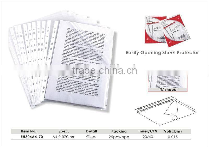 Good Quality A4 Easily Opening "L Shape" Sheet Protector