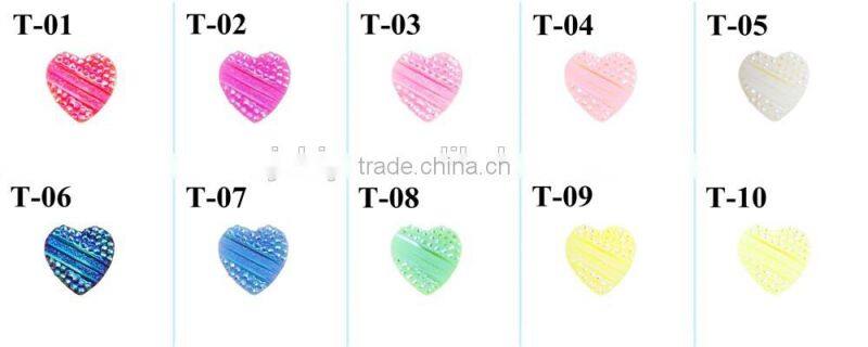 2016 fashion heart resin stone with flat back in green color CXX-0092