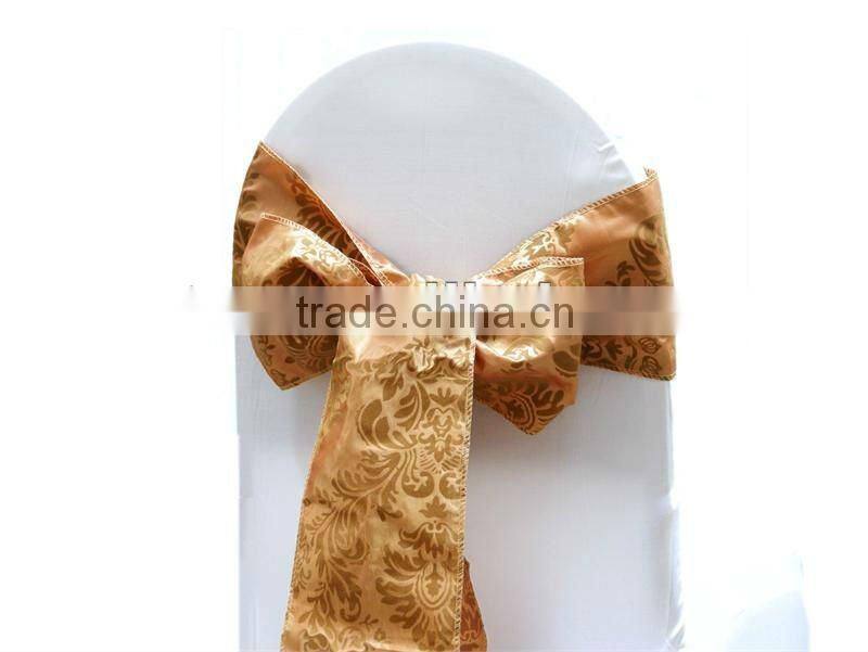 100%Polyester Flocked Taffeta Chair Sash For Hotel/Banquet