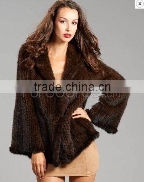 Fashion genuine knitted mink fur coat for women MC03