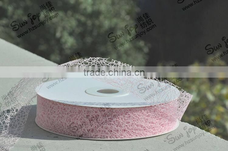 Christmas Decoration Pink Mesh Ribbon
