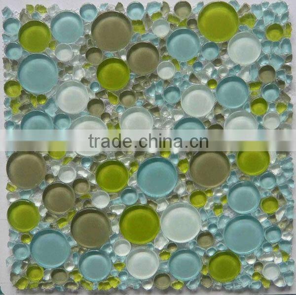 Round blue glass mosaic tile