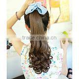 wholesale long black small curly ponytail wig