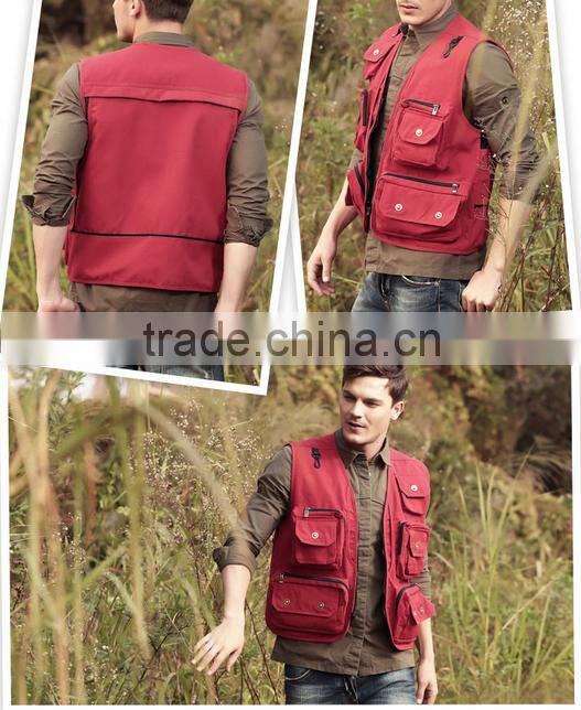 Fashionable hunting and hiking waterproof vest, red anti-tear outdoor sport waistcoat