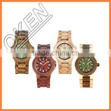 New high quality Crystal fashion wooden watches with leather band