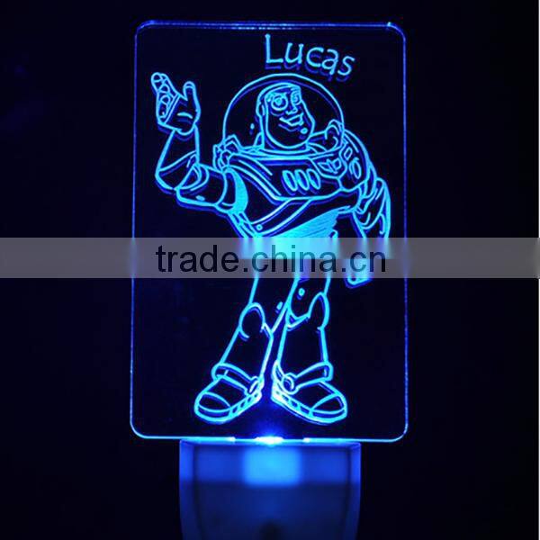 Light Sensor LED Acrylic Night Light for custom, Personalized Custom LED Nightlight