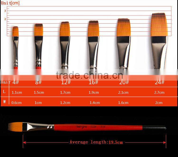 BGN-3226 Bergino professional flat shape nylon synthetic artist brush in stock