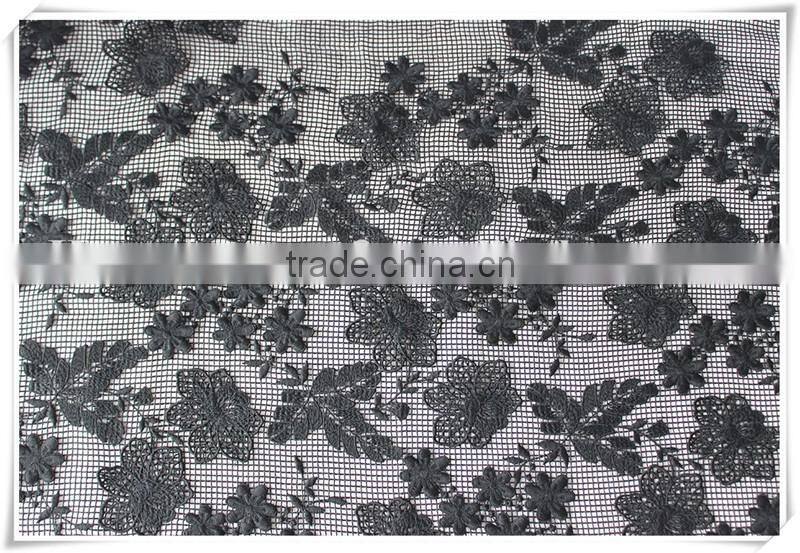 2016 summer lastest laser 3d flower embroidery mesh fabric