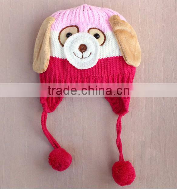 New Animal Dog Monkey Shaped Knitted Baby Cap Boy Autumn Winter Warm Hat Children Kids' Cute Cartoon Ear-protected Beanie