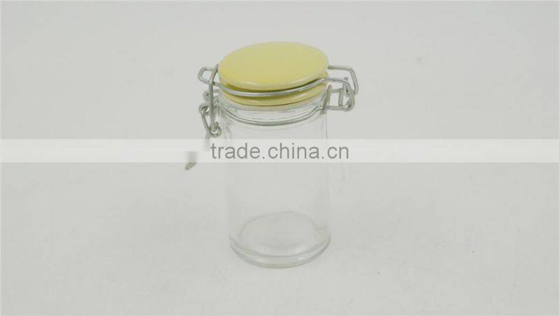 clip lock ceramic lid glass spice bottle jar